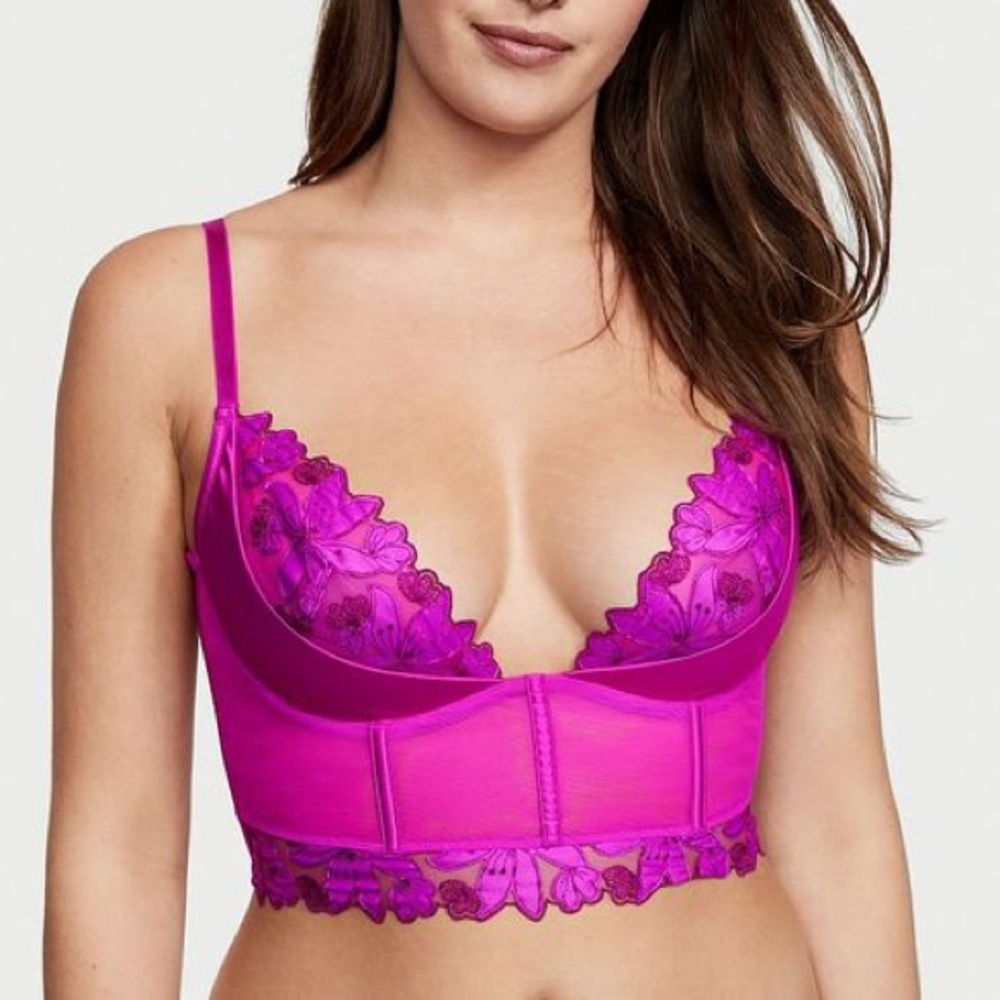 Victoria’s Secret Very Sexy Floral Embroidered Quarter Cup Bustier Bra